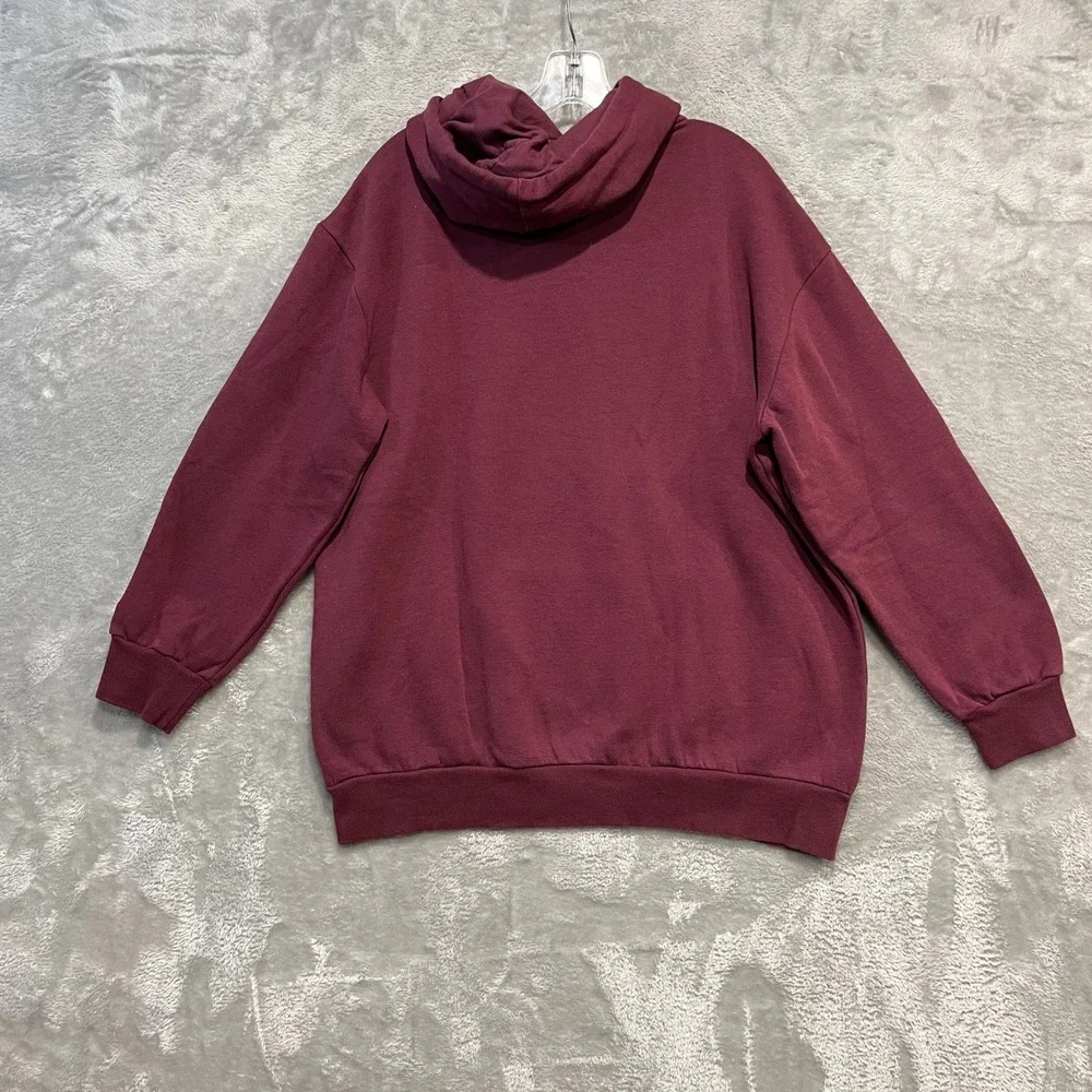 Adidas Hoodie Mens Medium Burgundy Yellow Graphic Logo Pullover Sweatshirt